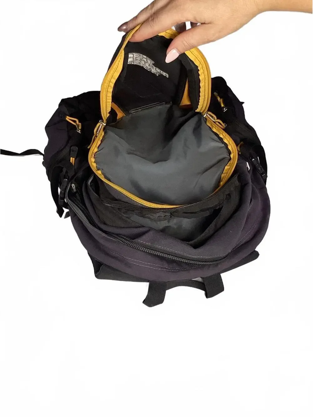 The North Face Purple and Yellow Multi-Compartment Backpack